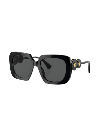 Shop Versace Medusa Head Round-frame Sunglasses In Schwarz
