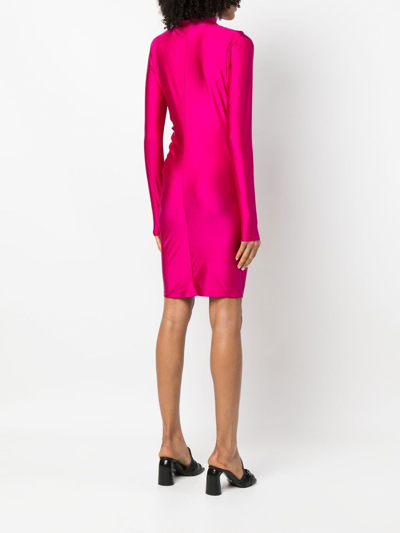 Shop Han Kjobenhavn Cut-out Satin Long-sleeve Dress In Pink