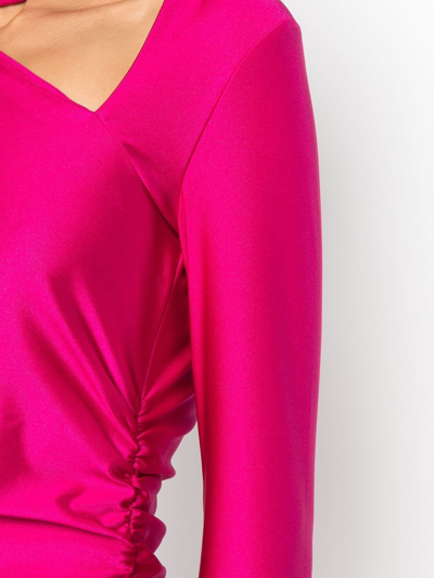 Shop Han Kjobenhavn Cut-out Satin Long-sleeve Dress In Pink