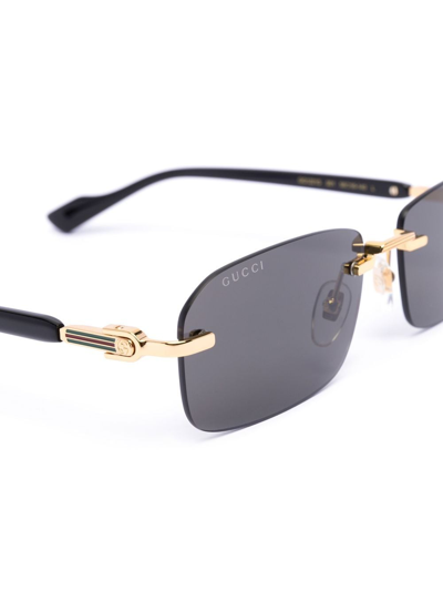 Gucci Rimless Rectangle-frame Sunglasses In Schwarz