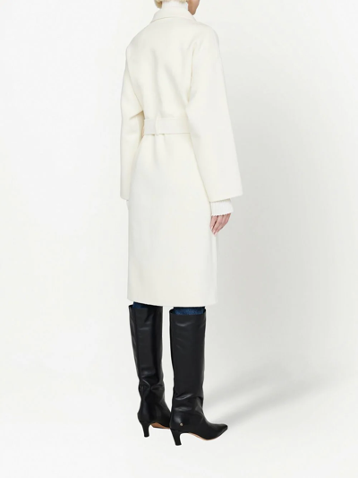 Shop Anine Bing Dylan Double-breasted Belted Coat In Weiss