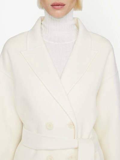 Shop Anine Bing Dylan Double-breasted Belted Coat In Weiss
