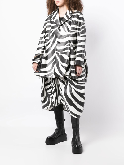 Shop Comme Des Garçons Zebra-print Single-breasted Coat In Black