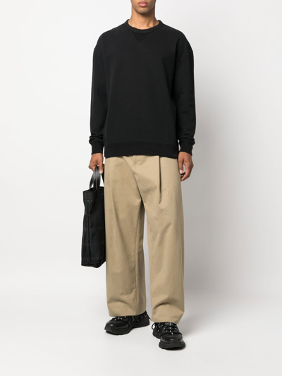 Ten C Logo-patch Crewneck Sweatshirt In Schwarz