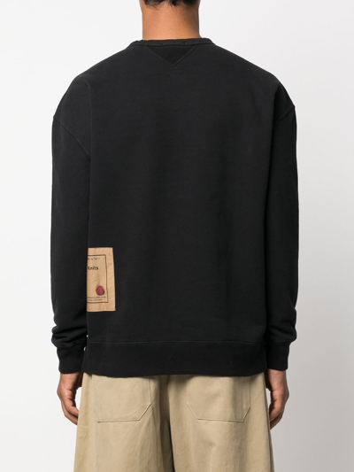 Ten C Logo-patch Crewneck Sweatshirt In Schwarz