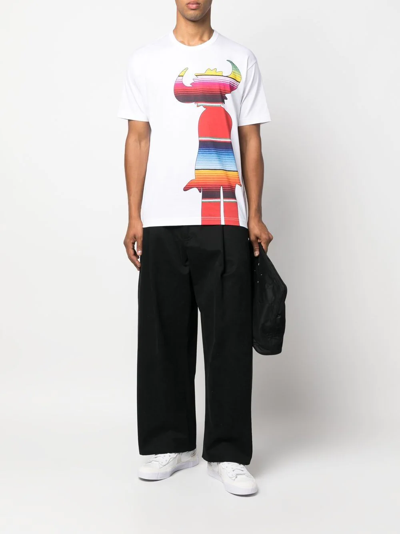 Shop Junya Watanabe Graphic-print Crewneck T-shirt In Weiss