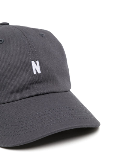 Shop Norse Projects Logo-embroidered Baseball Cap In Grey