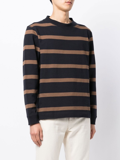 Shop Margaret Howell Striped Long Sleeve Top In Brown