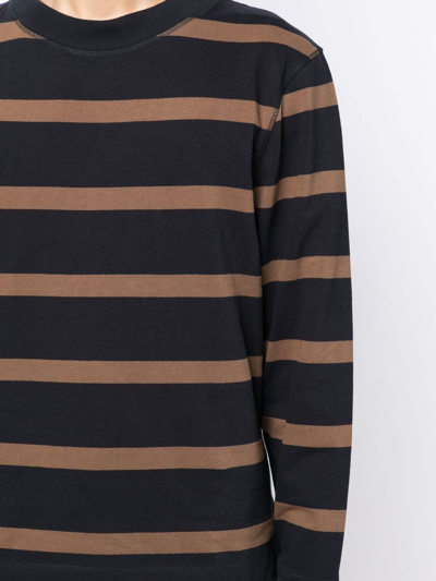 Shop Margaret Howell Striped Long Sleeve Top In Brown