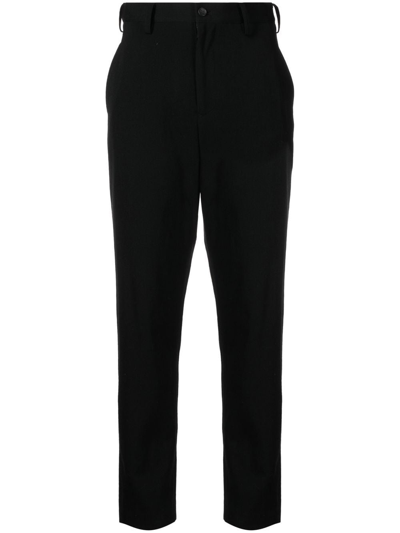 Shop Yohji Yamamoto Straight-leg Wool Trousers In Black