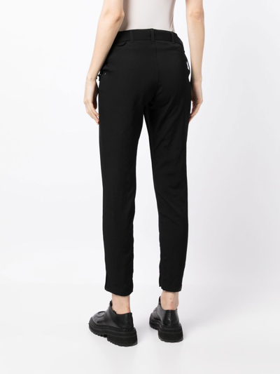 Shop Yohji Yamamoto Belted Skinny Wool Trousers In Black