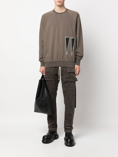 Rick Owens Drkshdw Triangle-patch Crew-neck Sweatshirt In Grau