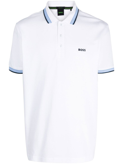 Hugo Boss Embroidered-logo Detail Polo Shirt In Weiss | ModeSens