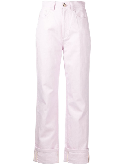 Shop Nanushka Turn-up Jeans In Pink
