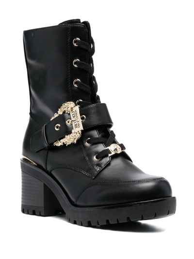 Shop Versace Jeans Couture 70mm Logo-plaque Ankle Boots In Schwarz