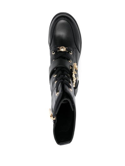 Versace Jeans Couture 70mm Logo-plaque Ankle Boots In Schwarz