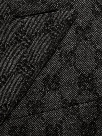 Shop Gucci Monogram-pattern Double-breasted Blazer In Black