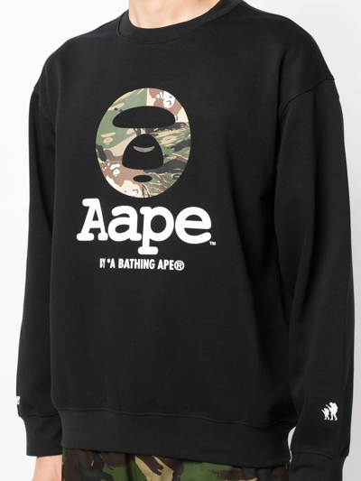 Aape By A Bathing Ape Logo-print Crew-neck Sweatshirt In Black