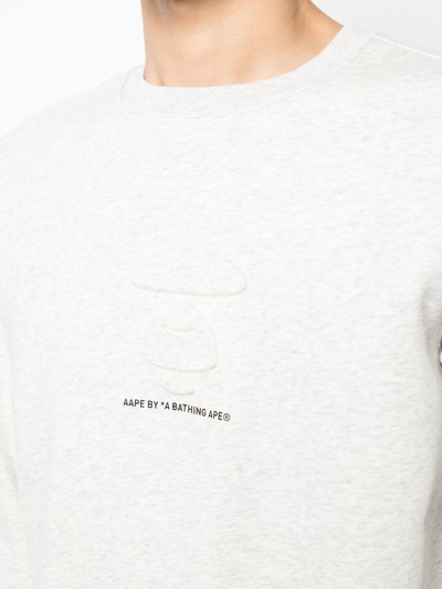 Shop Aape By A Bathing Ape Logo-print Long-sleeve Sweatshirt In Grey