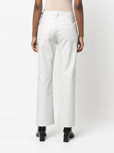 Shop Agolde Bootcut Leather-blend Trousers In Grau