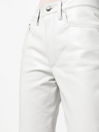 Shop Agolde Bootcut Leather-blend Trousers In Grau