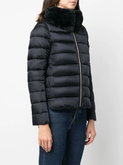 Shop Save The Duck Faux-fur Collar Padded Jacket In Schwarz