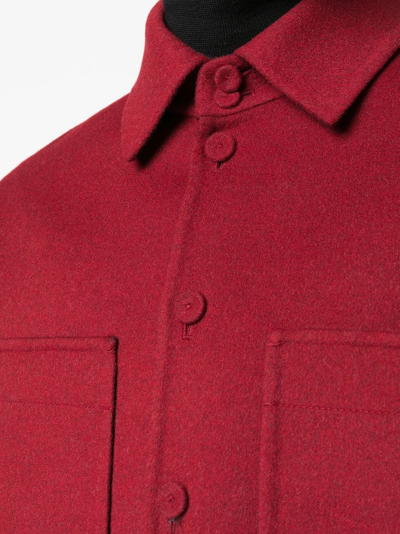 Shop Fendi Button-front Shirt Jacket In Red