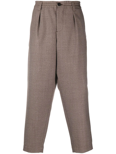 Shop Marni Straight-leg Wool Trousers In Braun