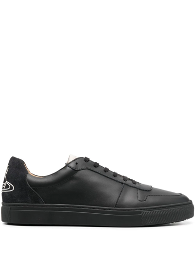 Shop Vivienne Westwood Logo-print Calf Leather Sneakers In Schwarz