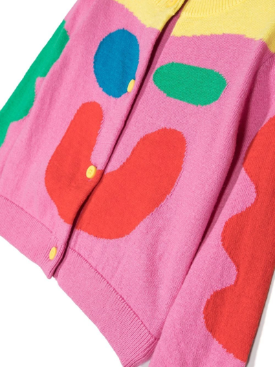 Shop Stella Mccartney Smile-print Long-sleeve Cardigan In Rosa