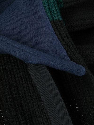 Colville Stripe-pattern Wool Scarf Hoodie In Blau