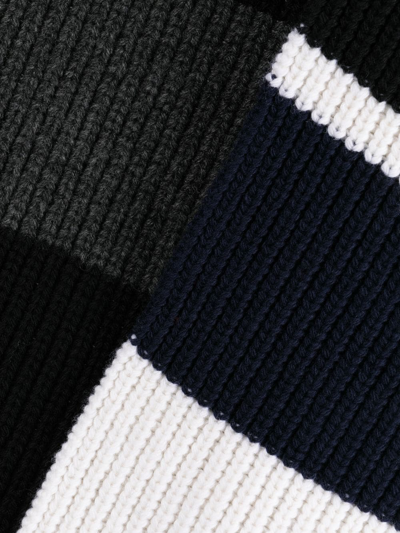 Colville Stripe-pattern Wool Scarf Hoodie In Blau