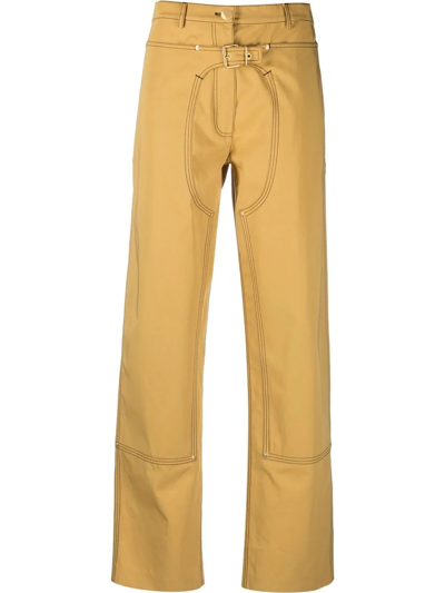 Shop Stella Mccartney Buckle-detail Straight Trousers In Gelb