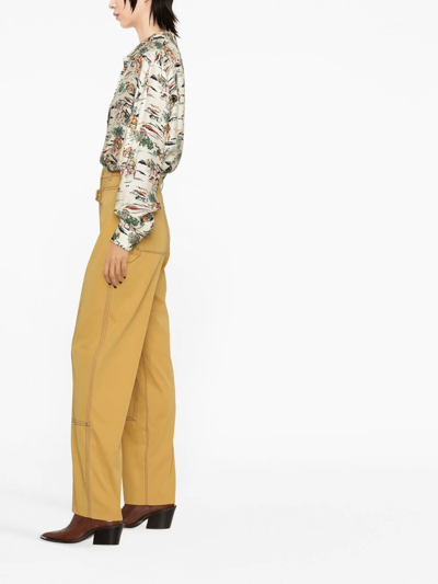 Shop Stella Mccartney Buckle-detail Straight Trousers In Gelb