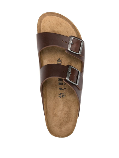 Shop Birkenstock Arizona Buckled Sandals In Braun