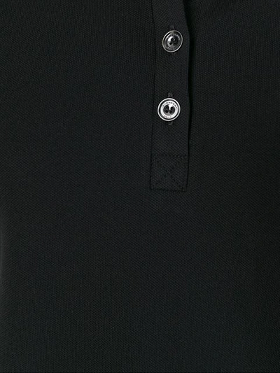 Shop Burberry Check Trim Stretch Cotton Piqué Polo Shirt In Black