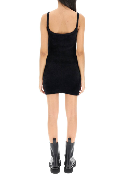 Shop Off-white 'touch Carefully' Fuzzy Effect Dress In Black
