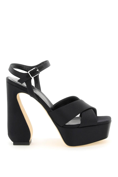 Shop Si Rossi Silk Satin  Sandals In Black