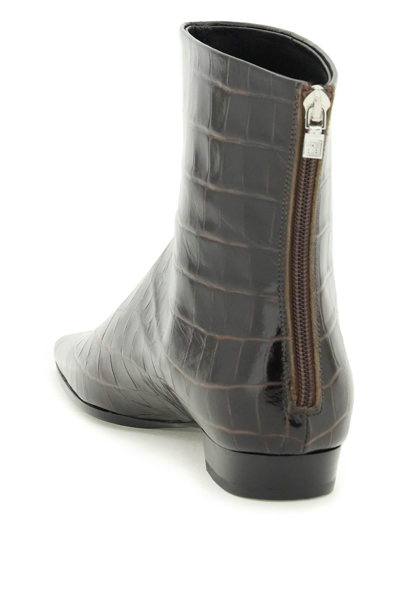 Shop Totême Toteme Croco-embossed Leather Western Boots In Brown