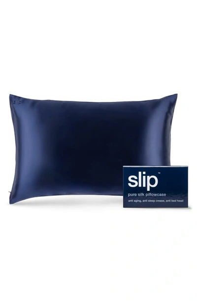 Shop Slip Pure Silk Pillowcase In Navy