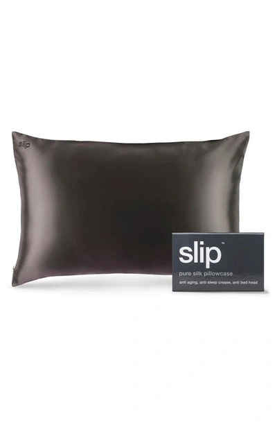 Shop Slip For Beauty Sleep Pure Silk Pillowcase In Charcoal