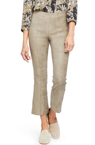 Shop Nydj Pull-on Ankle Slim Bootcut Faux Suede Pants In Saddlewood