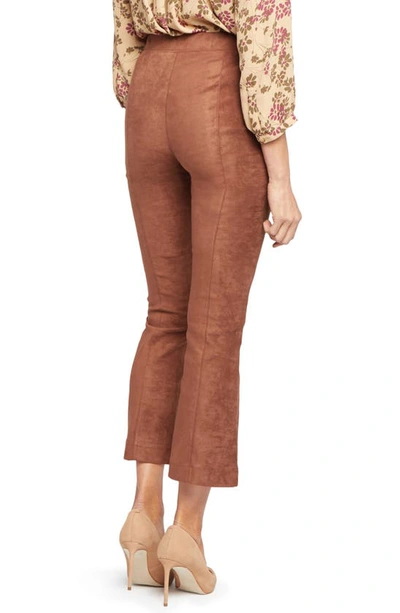 Shop Nydj Pull-on Ankle Slim Bootcut Faux Suede Pants In Coffee Bean