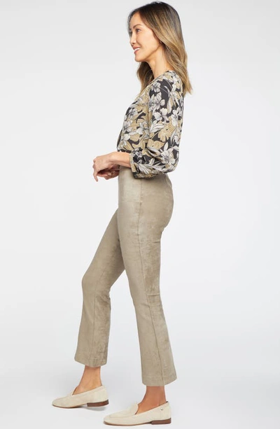 Shop Nydj Pull-on Ankle Slim Bootcut Faux Suede Pants In Saddlewood