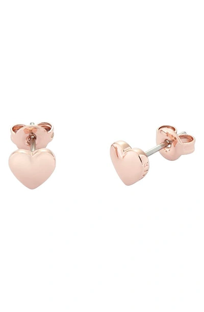 Shop Ted Baker Harly Heart Stud Earrings In Rose Gold