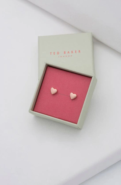 Shop Ted Baker Harly Heart Stud Earrings In Rose Gold
