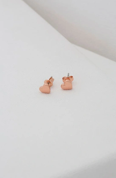 Shop Ted Baker Harly Heart Stud Earrings In Rose Gold