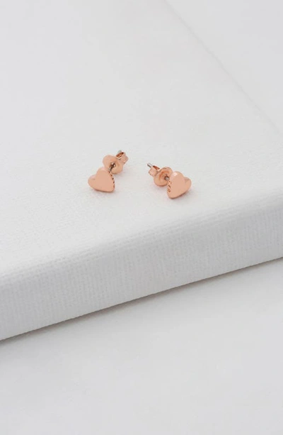 Shop Ted Baker Harly Heart Stud Earrings In Rose Gold