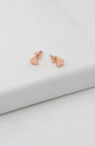 Ted Baker Harly Heart Stud Earrings In Rose Gold
