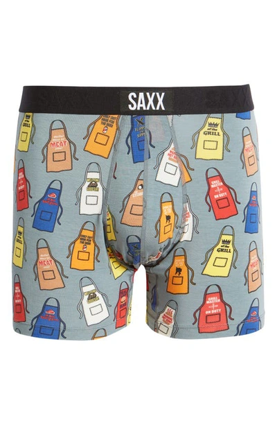 Shop Saxx Vibe Super Soft Slim Fit Boxer Briefs In Grillicious- Washed Green